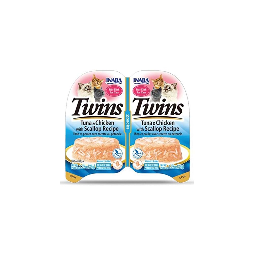 INABA TWINS Ton Balıklı Deniz Taraklı ve Tavuklu Kedi Jölesi