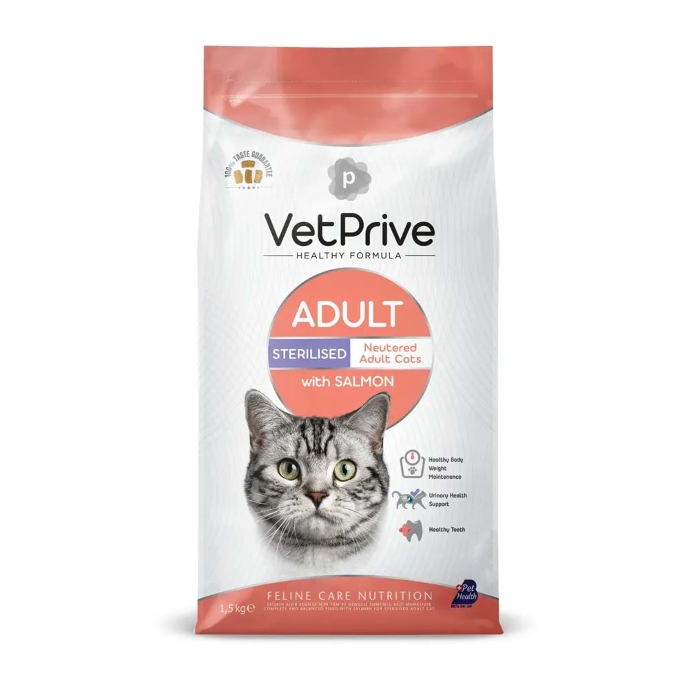 Vet Prıve Cat Adult Sterılsed Wıth Salmon 1,5kg