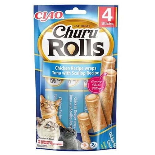 CIAO Rolls Stıck Deniz Taraklı Tavuk Sargılı ve Ton Balıklı Kedi Ödül Maması