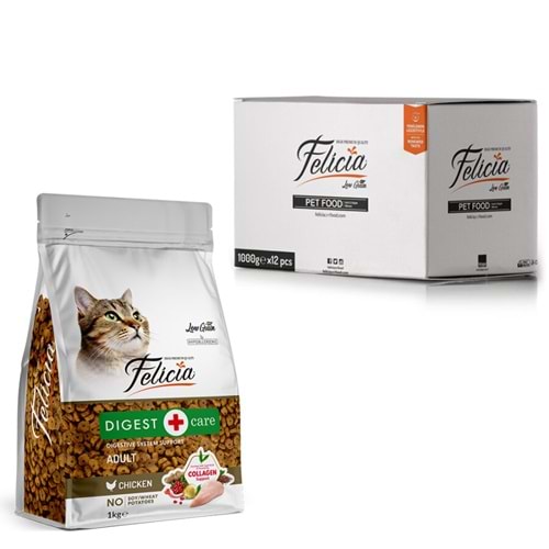 Felicia 1 Kg Kolajenli Tavuklu Az Tahıllı Yetişkin Kedi Maması HypoAllergenic
