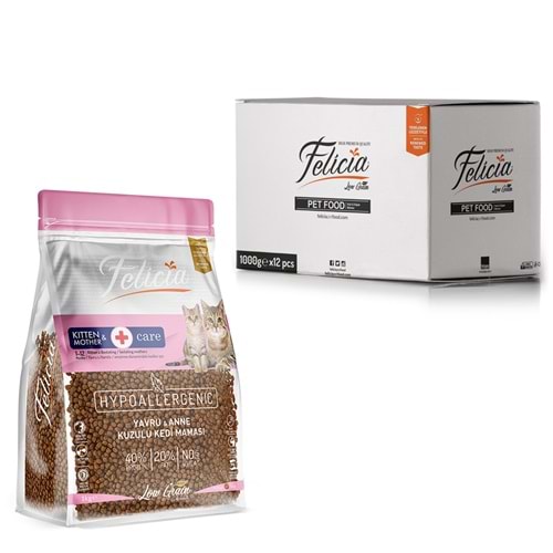 Felicia 1 Kg Kolajenli Kuzulu Az Tahıllı Yavru Kedi Maması HypoAllergenic