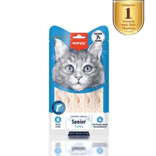 Wanpy Ton Balıklı 12’li – 7+ Yaş Kedi Krema Ödülü 5×14 g