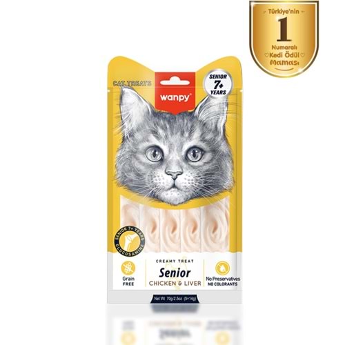 WANPY TAVUK&ÇİĞER +7 YAŞ KEDİ KREMA 5 Lİ 14 GR