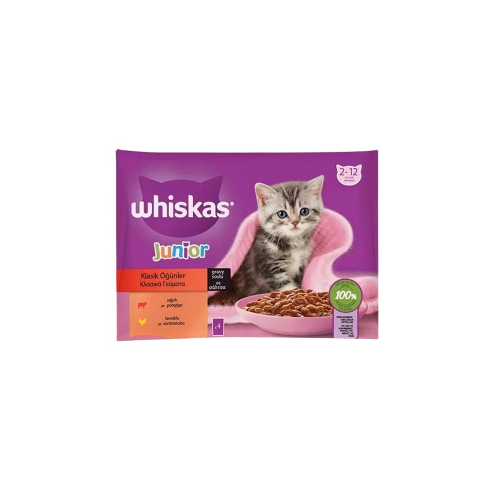 Whiskas Yavru Sığır Etli tavuklu 4'lü Puch
